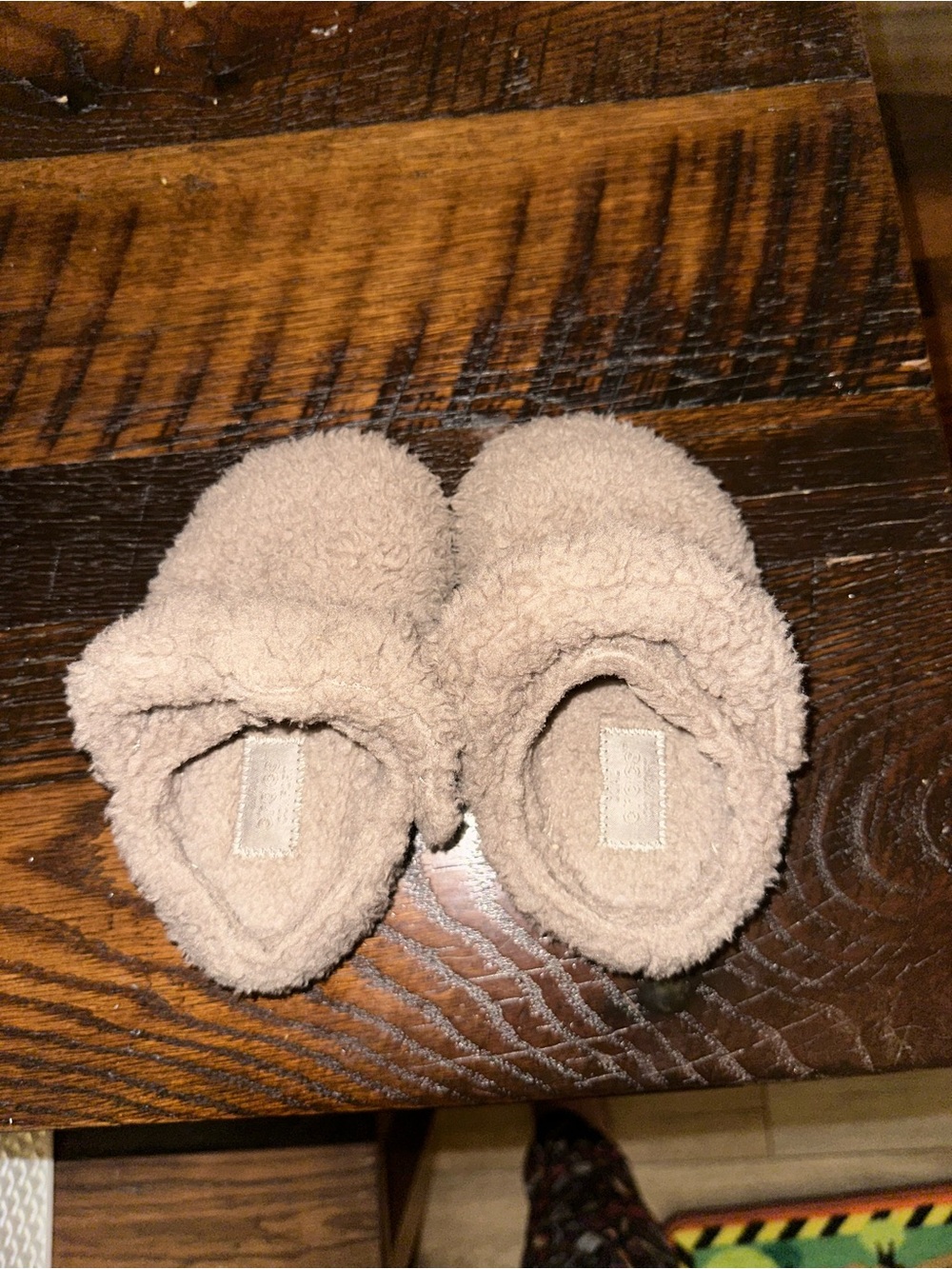 CROCS Kids Sherpa Slip-On Slippers in Light Brown